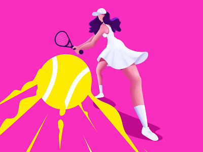 Women's Tennis art ball bold character color game illustration minimal tennis vector