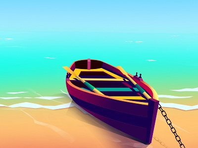 Beach beach bestvector boat creative illustration sea vector illustration vectors