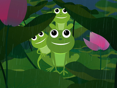 Happy Mother's Day! animation frog happy illustration landscape lotus love mother mothers day motion graphic rain story