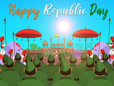 Happy Indian Republic Day! adobe after effects aftereffects animation delhi dribbble illustration illustrator india indian motion graphic redfort republicday