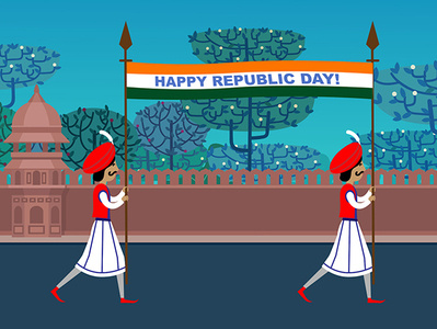 Happy Indian Republic Day! adobe after affects aftereffets animation card dribbble holiday illustration illustrator india indian motion graphic red fort republic republic day