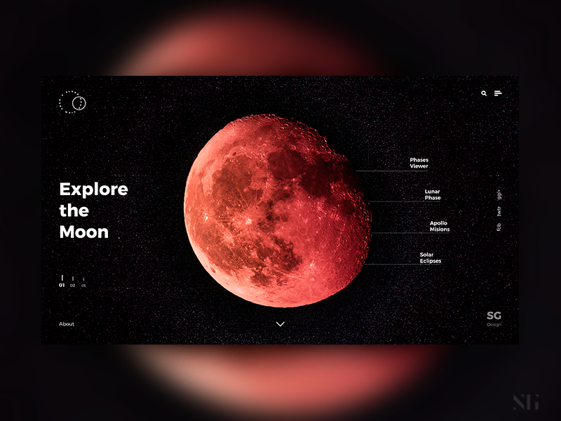 Explore The Moon space moon design minimal website interface web design uiux ux ui