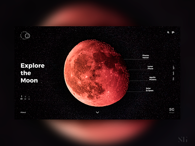 Explore The Moon design interface minimal moon space ui uiux ux web design website