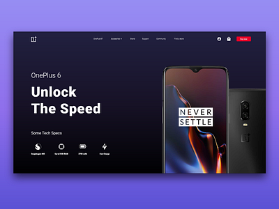 OnePlus 6T - Idea for Hero Web Site design front end graphic design hero banner oneplus ui ux ux ui ux design web design website website concept