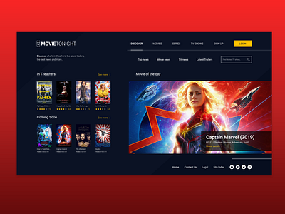 Movie Website - Home Page design developer frontend graphic design interface movies series tv shows ui web design