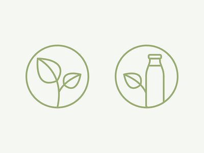 Plant-Based Icons branding circle clean dairy design flat food green icon illustration leaf logo minimal plant product ui ux vector vegan