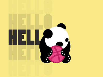 Hi~Dribbble dribbble illustration invitation panda