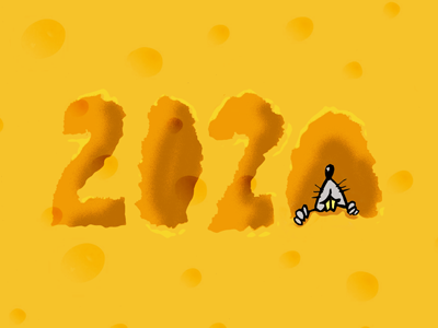 2020 cheese logo mouse new year