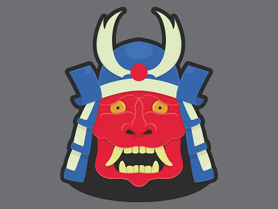 oni samurai decal dribbble illustation illustrator japanese oni samurai sticker sticker design vector vector art vector artwork vector illustration