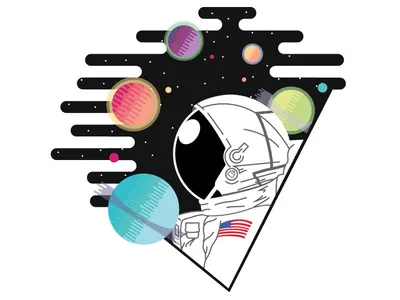 Spaceman astronaut decal design illustration planet space space art sticker design vector vector art vector artwork vector illustration