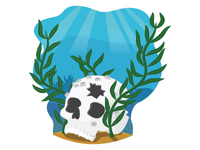 Under The Sea decal design dribbble illustration sea seaweed skull sticker design under the sea under water vector vector art vector artwork vector illustration