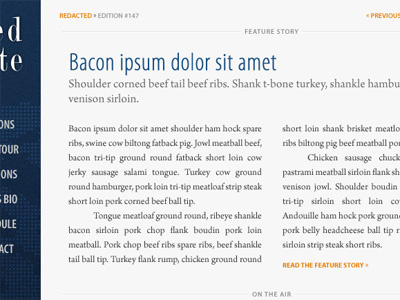 Redacted Bacon bacon politics typekit website