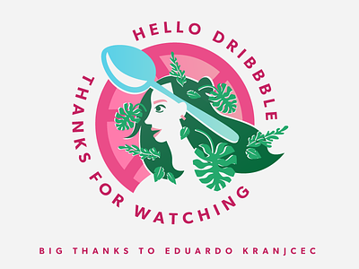 Hello Dribbble dribbble first post girl hello invite plants spoon welcome