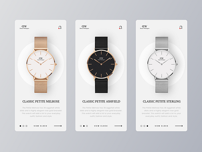 Daniel Wellington Clock app brand branding clean clock design ecommence minimal ui ux watch website