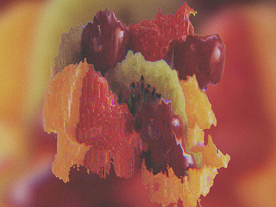 Flute. collage colors distortion fruit grape kiwi melting orange psychedelic scanner strawberry