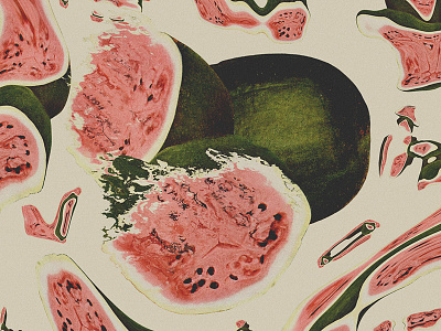 Watermeltin. abstract collage fruit illustration pattern psychedelic summer texture wallpaper watermelon