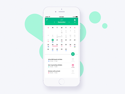 Mobile calendar app alarm calendar clean conceptual mobile weather