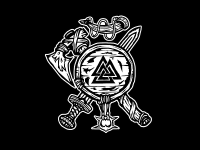 Valknut Emblem - The Dead Honored artwork blackandwhite drawing emblem graphic art illustration inked vector viking