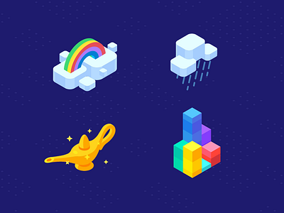 Isometric icons after effects animated animation bars cloud icondesign isometric isometric design isometric icons lamp loop motion rainbow