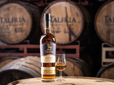 Talnua Distillery's Virgin White Oak Cask Whiskey bottle branding design distillery gold foil label logo spirits talnua whiskey and branding