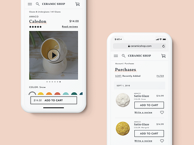 Ceramic E-commerce Mobile Web Experience app ceramics design ecommerce ecommerce app ios mobile typography ui ux