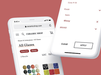 E-commerce filter and results app ceramics design ecommerce ecommerce app ios mobile ui ux