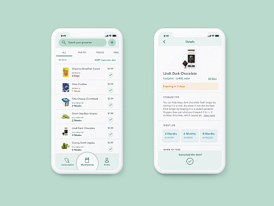 Grocery Tracking app design ios mobile ui ux