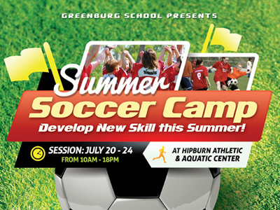 Soccer Camp Flyer Templates camp creative market flyer football holiday photoshop soccer summer template training