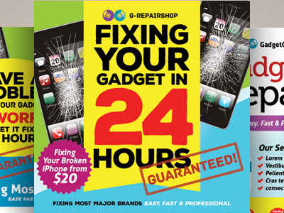 Gadget Repair Flyer Templates ad advert broken creative market damaged fix flyer gadget pamphlet repair smartphone template