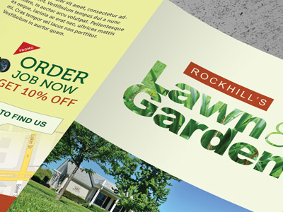 Lawn & Landscaping Trifold and Bifold Brochure Templates bi fold bifold brochure garden gardening landscape landscaping lawn lawnmower mowing trifold