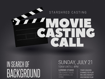 Casting Call Flyer Templates actor actress ad audition call casting clapper board film flyer model movie