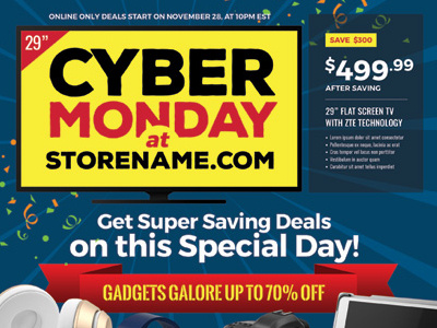 Cyber Monday Sale Flyer Templates ad big sale cyber monday deal discount leaflet lyer online sale shop store