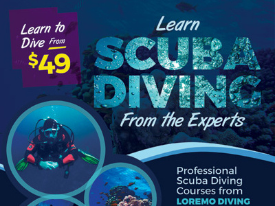 Scuba Diving Flyer Templates ad blue dive diver diving flyer scuba scuba diving sea snorkeling sport underwater