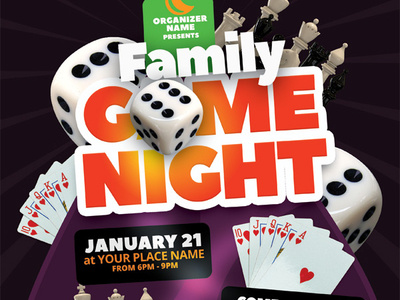 Game Night Flyer Template ad board dice family flyer game invitation night pamphlet poster sunday