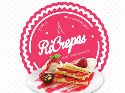 RiCrepas Logo branding chocolate creative crepes food french logo paris pink strawberry