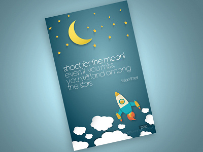 eCard: Shoot for the moon ecard illustration motivation quote rocket stars vector