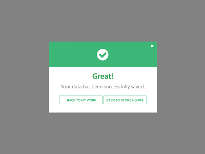 Flat Success Modal back data flat form message modal saved success window