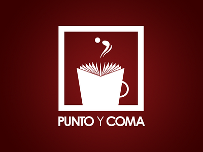 Coffee shop Logo book cafe coffee logo mug period reading semicolon time