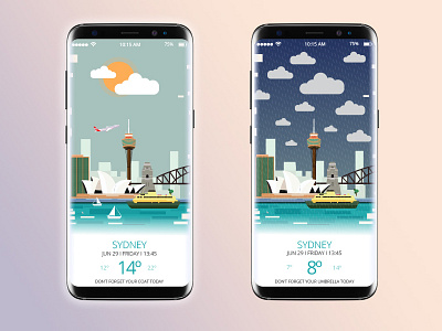 Animated Weather App android animation design mobile s8 sydney ui