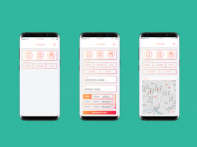 TripView UI design app design s8 sydney transport tripview ui