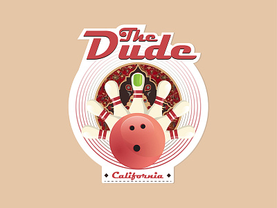 Bowling Team - The Dude badge basketball illustrator logo the big lebowski the dude