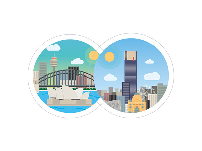 Sydney & Melbourne badge design illustration illustrator