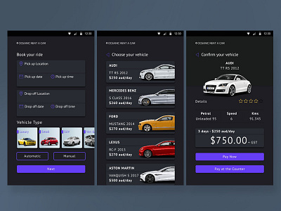 Rent a car App android app design invision pixel sketch ui uidesign