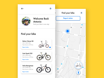 Bicycle - Anti theft App app concept bicycle design interface sketch ui