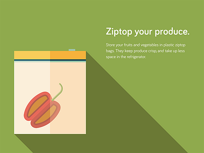 Food Storage Tips - Ziptop your produce flat food icons illustration research service design storage tips