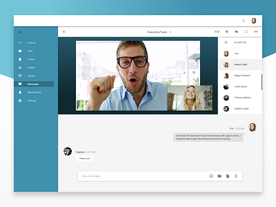 Teamwrk. Video Conference call dashboard desktop management material design ui ux web