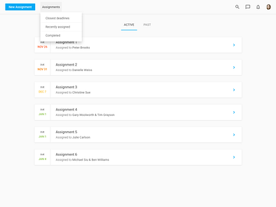 Organizing Assignments app assignment dashboard editor interface material design ui ux