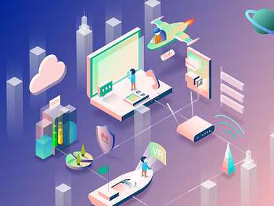 Isometric Illustraion Huawei illustration ui