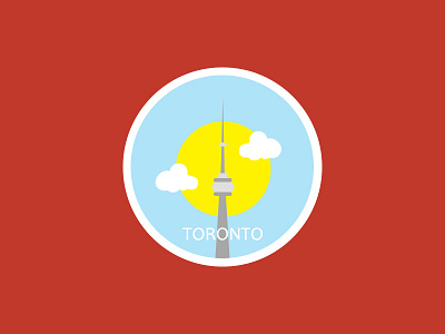 Toronto best clouds cn tower debut dribbble flat icon design icons rebound red sun toronto
