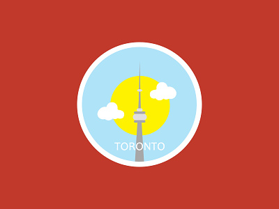 Toronto best clouds cn tower debut dribbble flat icon design icons rebound red sun toronto